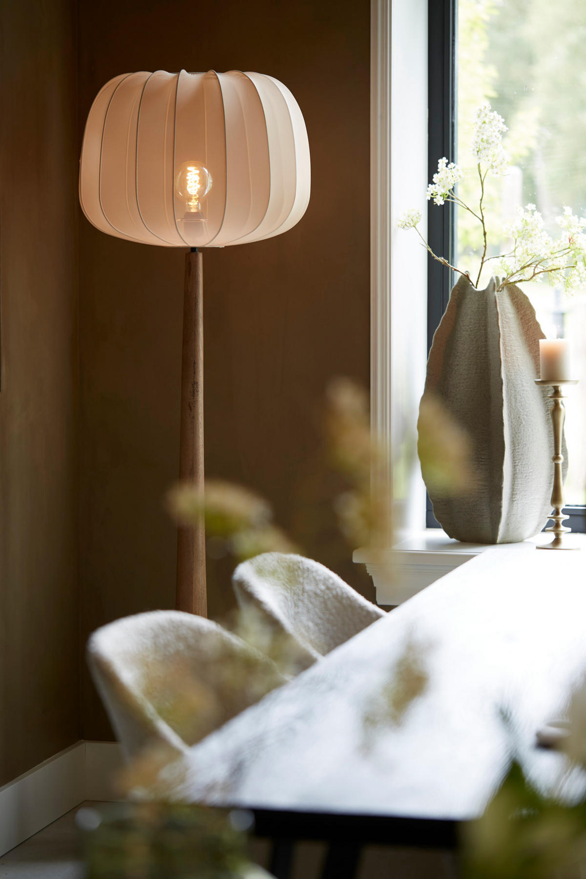 LAMPENSCHIRM Plumeria Braun Ø50/37,5 cm - Braun, Textil (50/50/37.5cm) - Light & Living