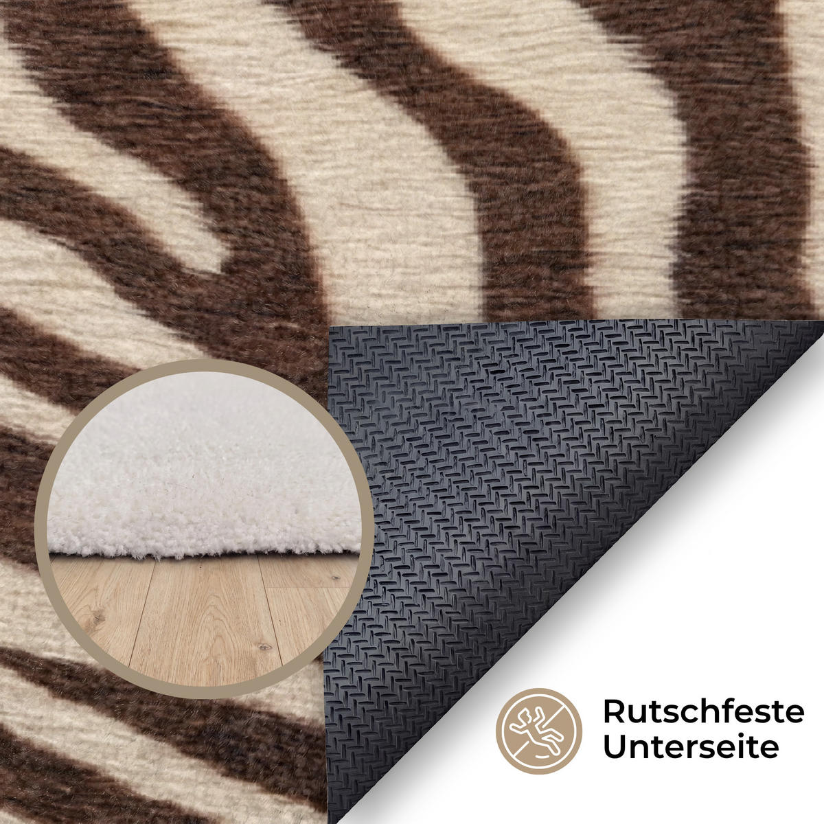 KOBERCE - Zebra - Pruhy - hnedá - 140x200 cm - čierna, textil/plast (140/0.4cm) - OnlyWow