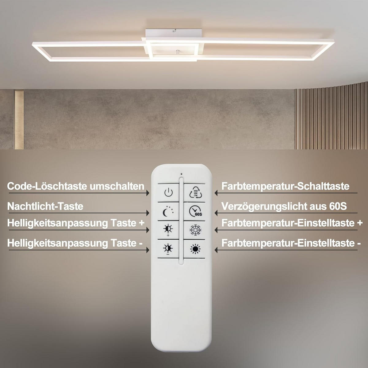 LED-DECKENLEUCHTE Ragnor 102.5/18.5/7.3 cm - Weiß, Metall (102.5/18.5/7.3cm) - ZMH