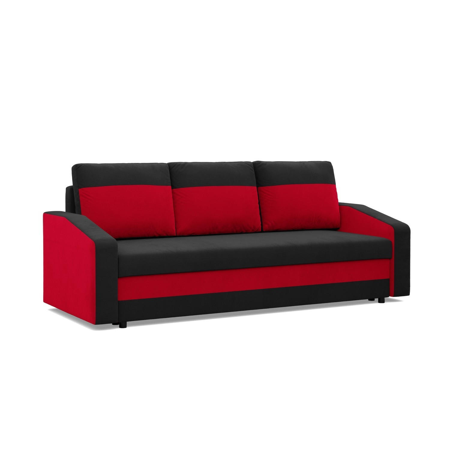 SOFA 3-SITZER MIT SCHLAFFUNKTION ORION, Schwarz + Marineblau - Multicolor, Textil (220/92/92cm)