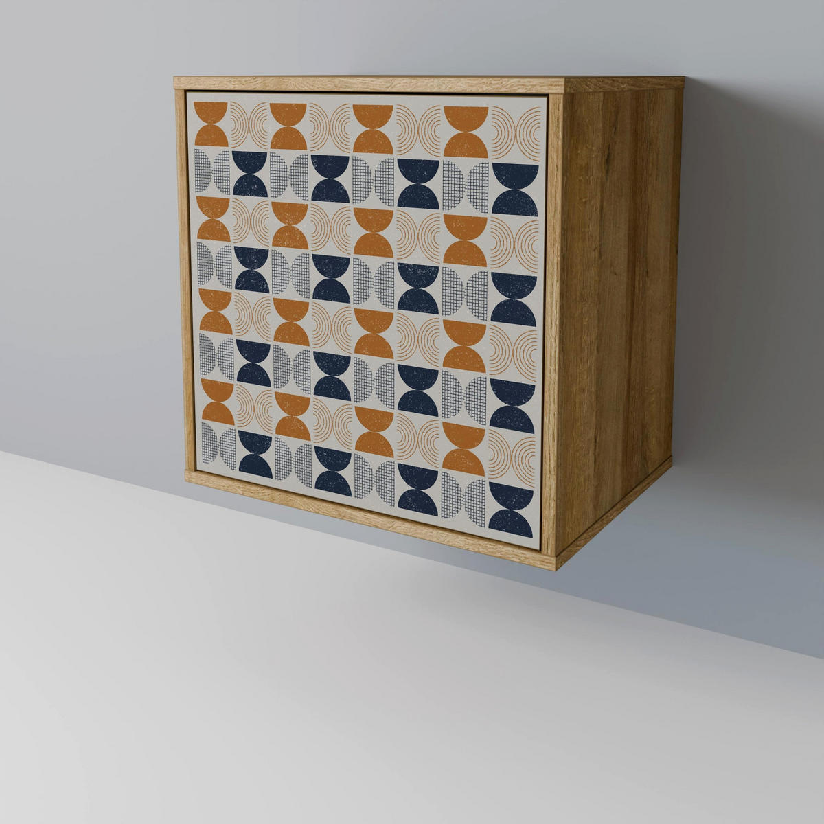 SIDEBOARD REFLECTION RANGE, Eichefarben, 57,5x42x67,5 cm, Schwarze Metall-Rahmenfüße - Eichefarben/Multicolor, Holzwerkstoff/Metall (57.5/67.5/42cm) - SpaceRebels