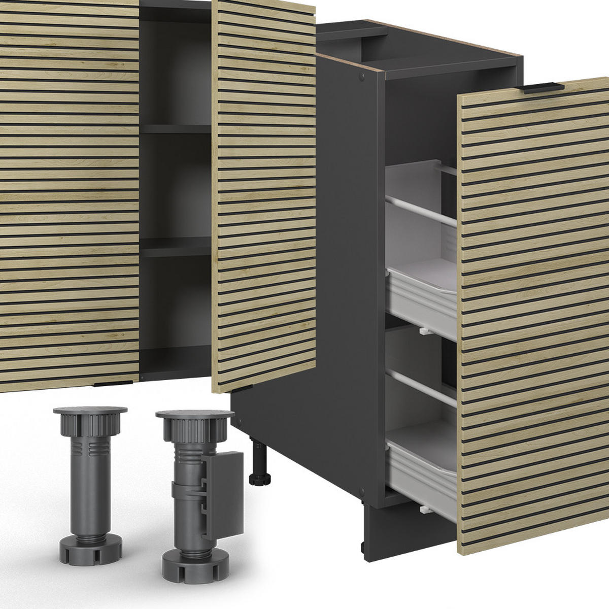 KUCHYŇSKÝ KOUT Fame-Line Dubový panel/antracit - antracitová/barva dubu, kompozitní dřevo (280/81.6/60cm) - Vicco