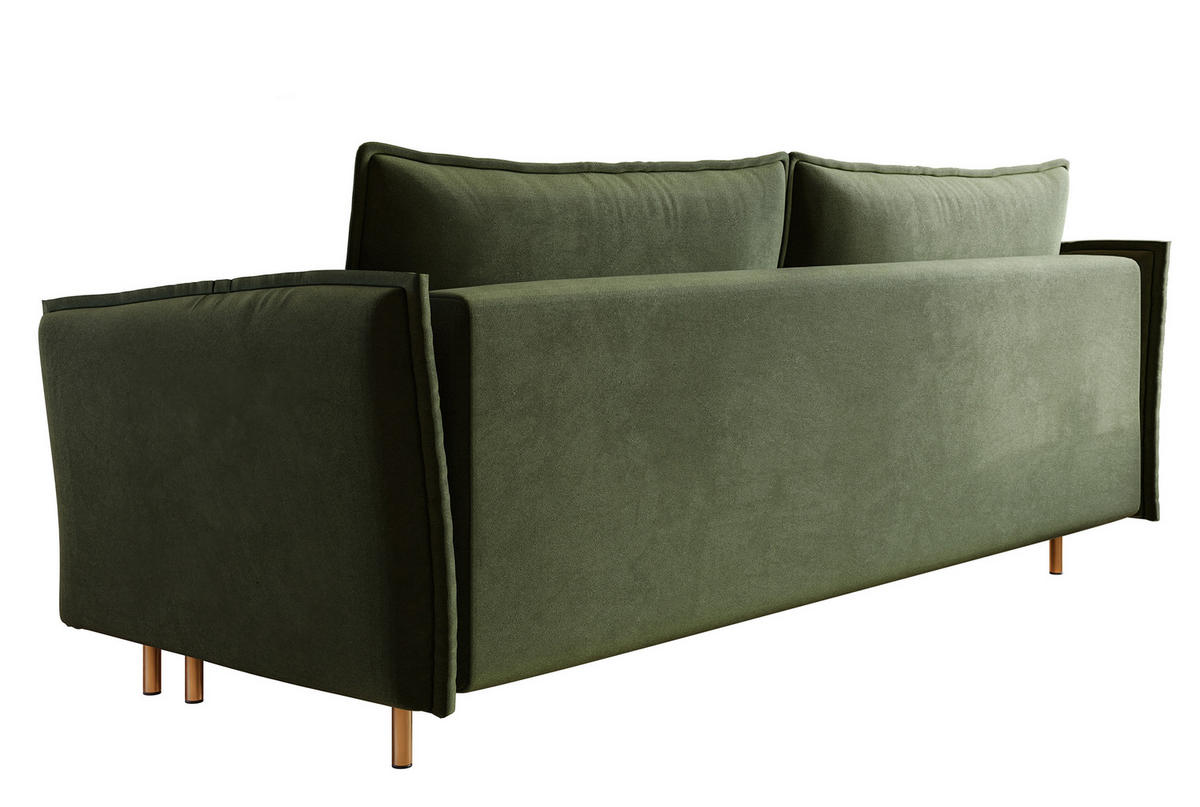 SCHLAFSOFA Ummo Olivgrün Velours - Goldfarben/Olivgrün, Textil/Metall (230/88/90cm) - Selsey