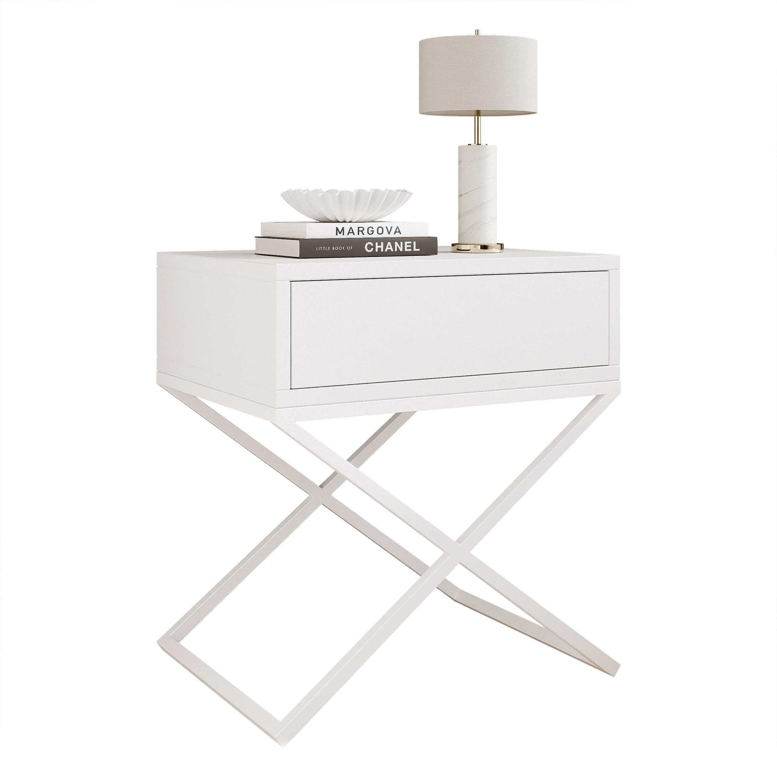 NACHTSCHRANK KSENO mit Schublade, 45/35/50 cm, Weiß - Weiß, Holzwerkstoff/Metall (45/50/35cm) - Idohome