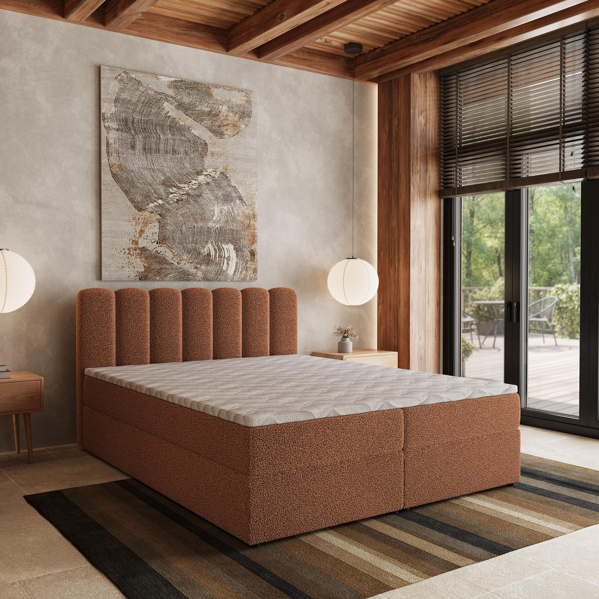 BOXBETT SOLIA 180x200 cm mit Matratze und Topper, H2+H3 - Kupferfarben - Kupferfarben, Holz (180/200cm) - MASSENO