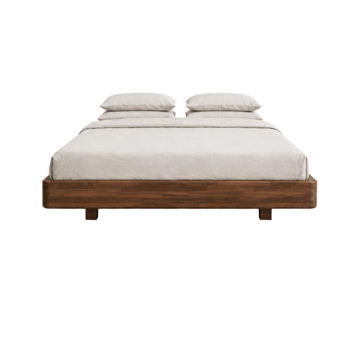 MASSIVHOLZBETT Lena Flat, 140/200, Buche - lackiert, Nussbaumfarbe - Walnussfarben, Holz/Buchenholz (140/200cm) - Visby