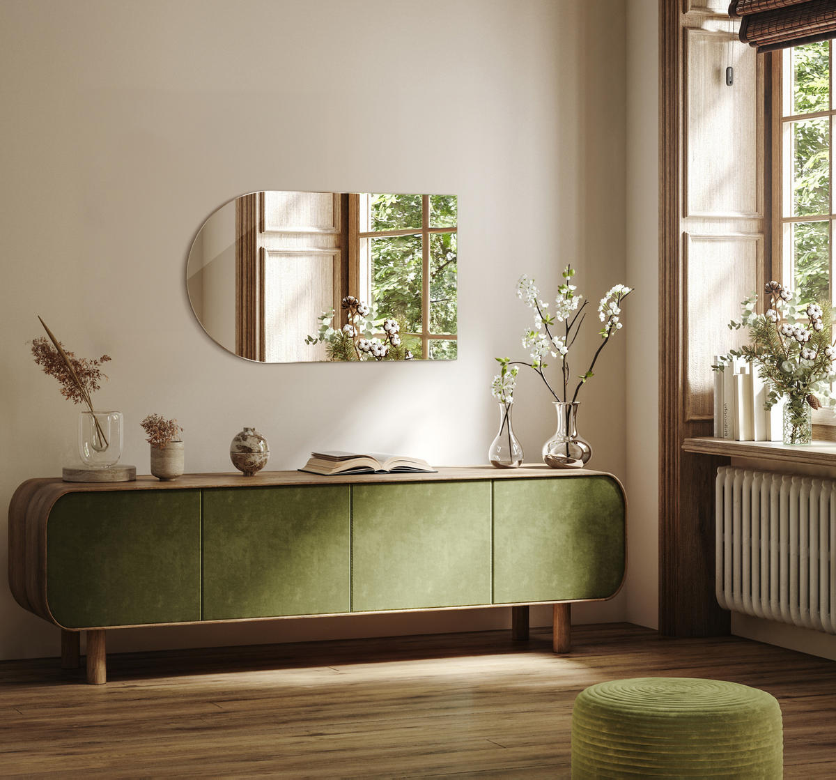 SPIEGEL 45x80 cm Wandspiegel Ovale Form Asymmetrisch Modern - Transparent, Glas (45/80/45cm) - TULUP