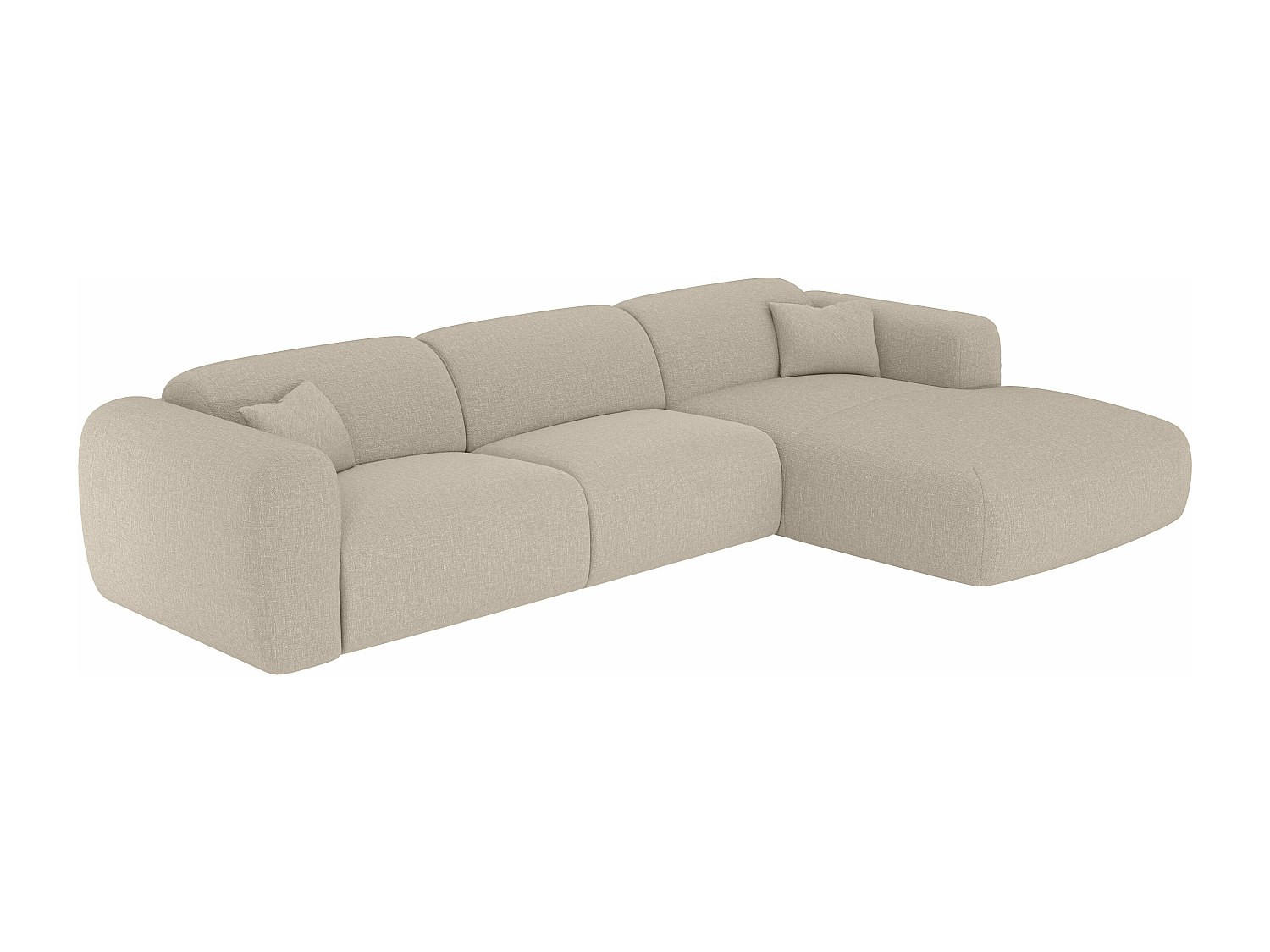 ECKSOFA mit Express-Schlaffunktion - Ecke rechts - Stoff meliert - Beige - POGNI - Beige, Textil (299/165cm) - Vente-Unique