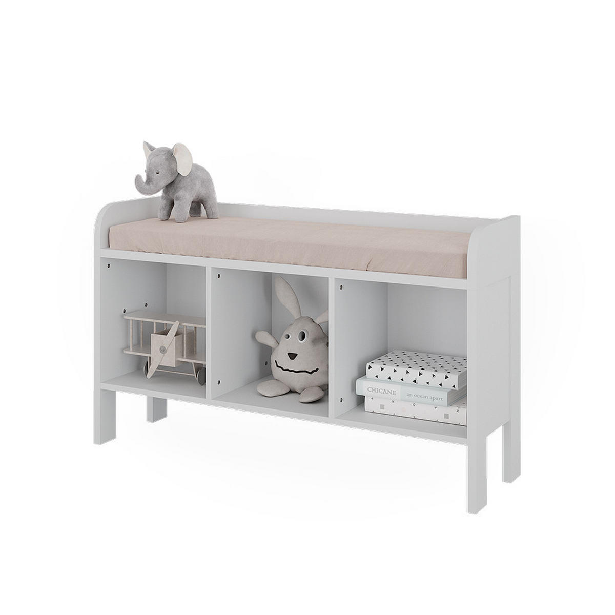 KINDERSITZBANK Ajaton Weiß 107.2 x 63.8 cm - Weiß, Holzwerkstoff (107.2/63.8/30.6cm) - VitaliSpa