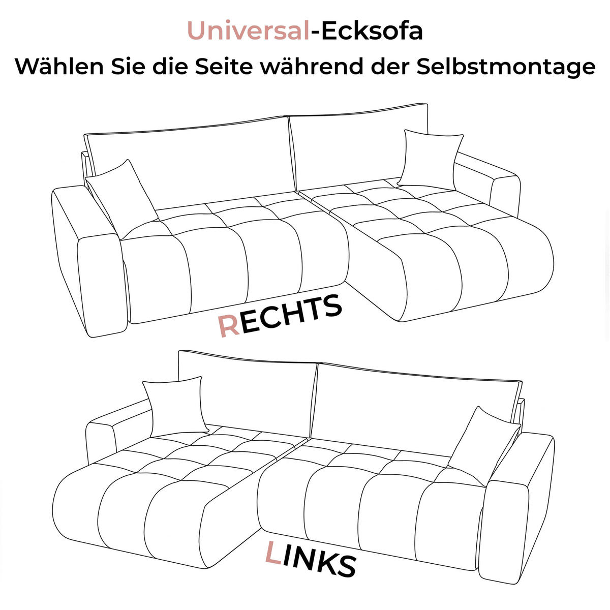 ECKSOFA Gepolstertes CLOUD mit Schlaffunktion und Bettkasten, Wind 05 - Naturfarben, Textil (277/143cm) - Lookway