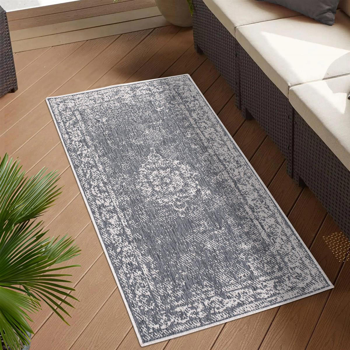 OUTDOOR-TEPPICH DuoRug 5577 Grau 80x150 cm - Grau, Textil (80/150cm) - carpet city