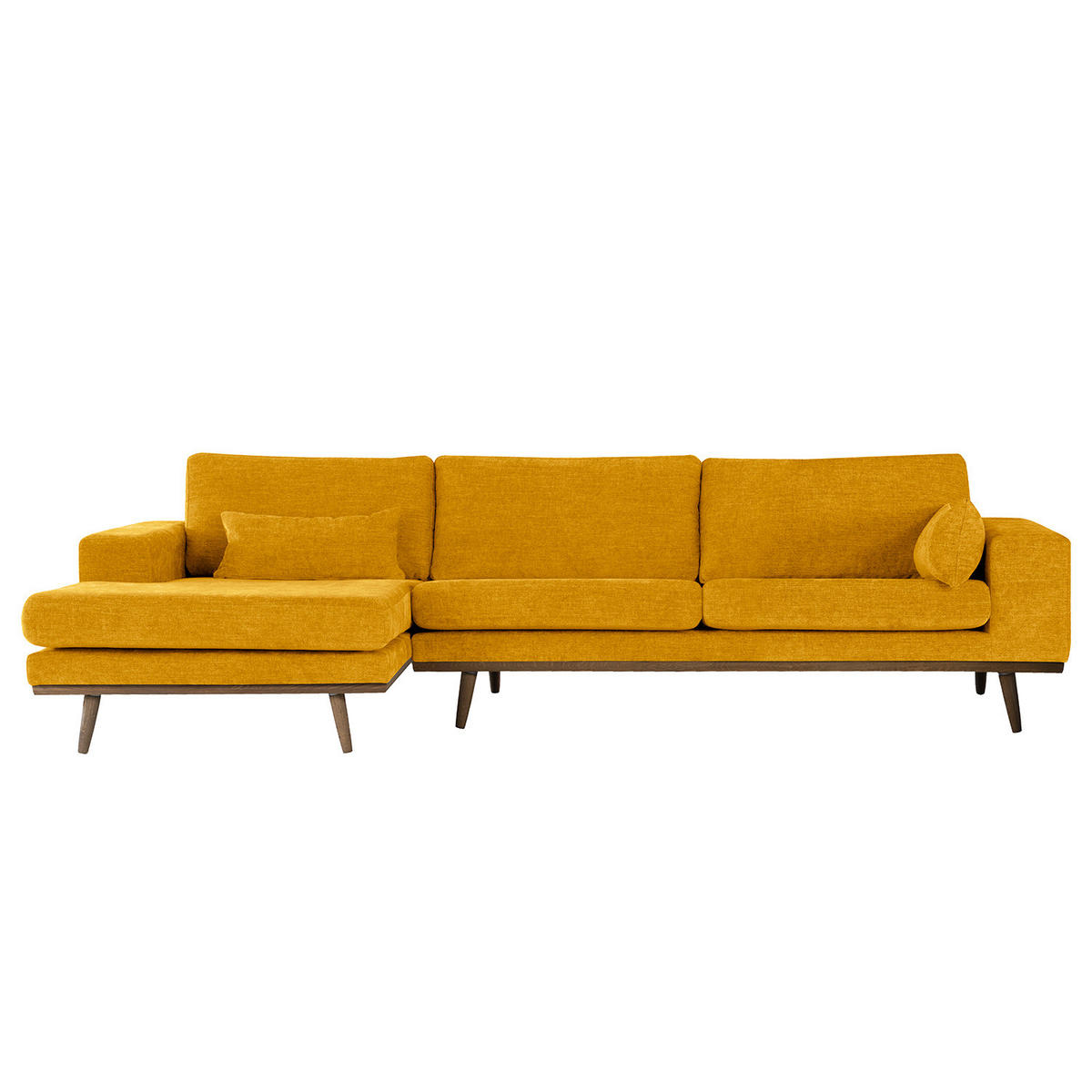 ECKSOFA mit Longchair - Eichefarben/Gelb, Eichenholz/Textil (281/153cm) - home24