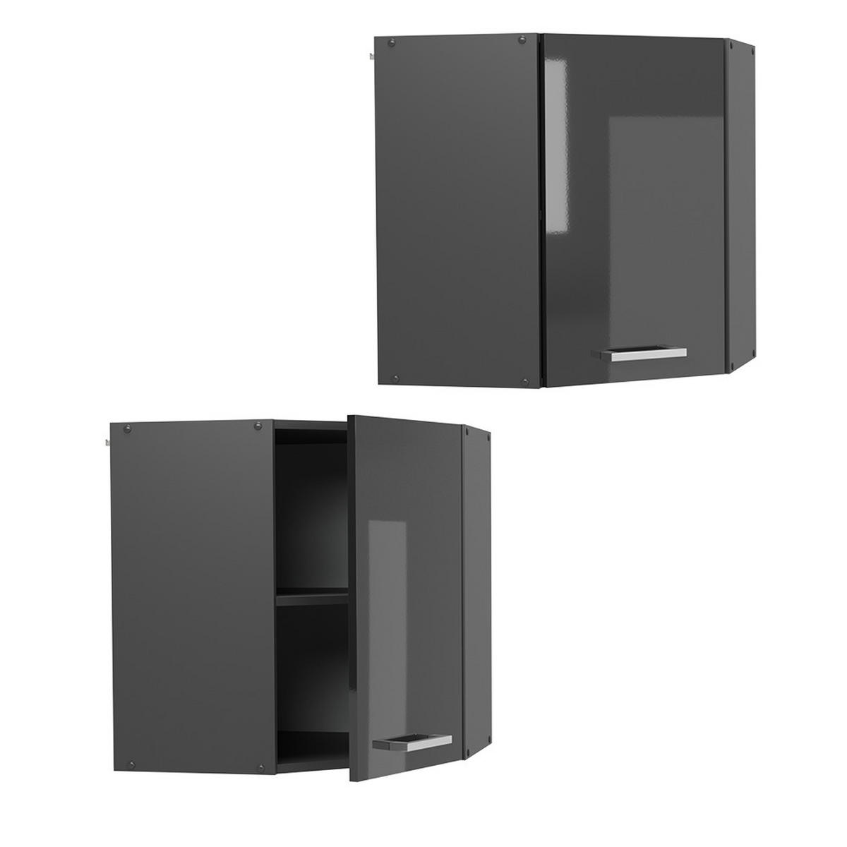 ROHOVÝ VĚŠÁK NA STĚNU R-Line Antracitový vysoký lesk - antracitová/vysoce lesklá černá, kompozitní dřevo (57/60/34.1cm) - Vicco