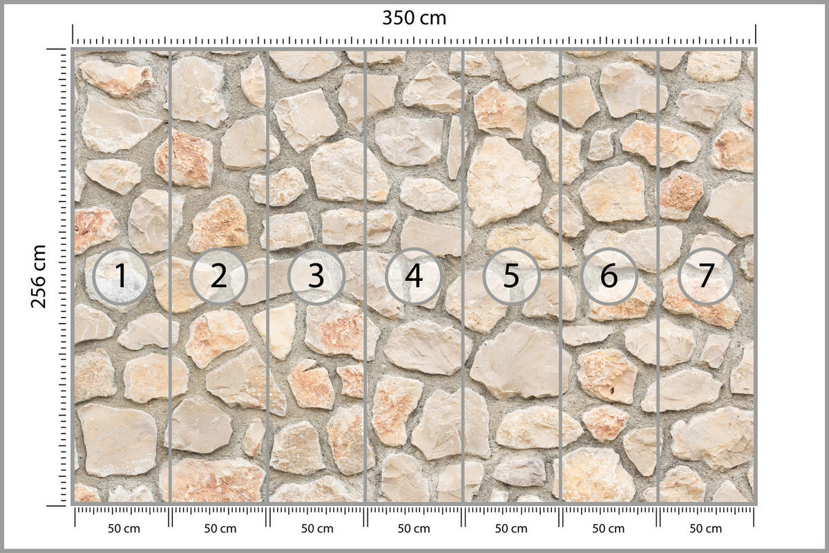 FOTOTAPETE für Wohnzimmer Steinmauer Ziegel Wand Industrial Textur 350x256 - Weiß/Grau, Papier (350/256cm) - Muralo