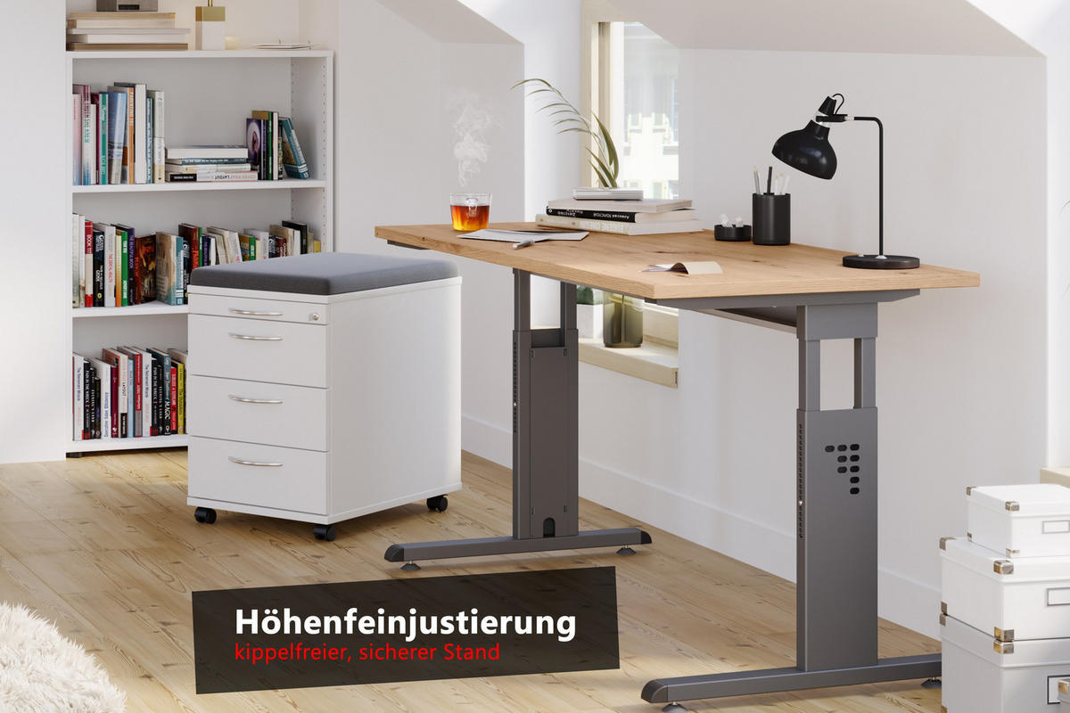SCHREIBTISCH Serie-O (Mini) 67,2/120/74 cm in Wildeiche/Weiß - Wildeiche/Weiß, Holzwerkstoff (67.2/120/74cm) - bümö