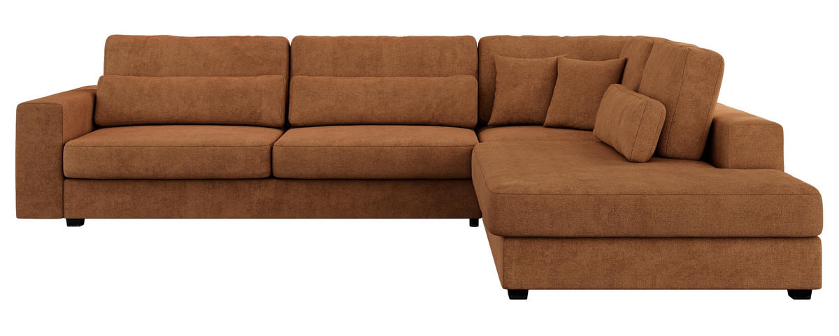 ECKSOFA Savona Orange Strukture - rechts - Schwarz/Orange, Kunststoff/Textil (249/316cm) - MKS