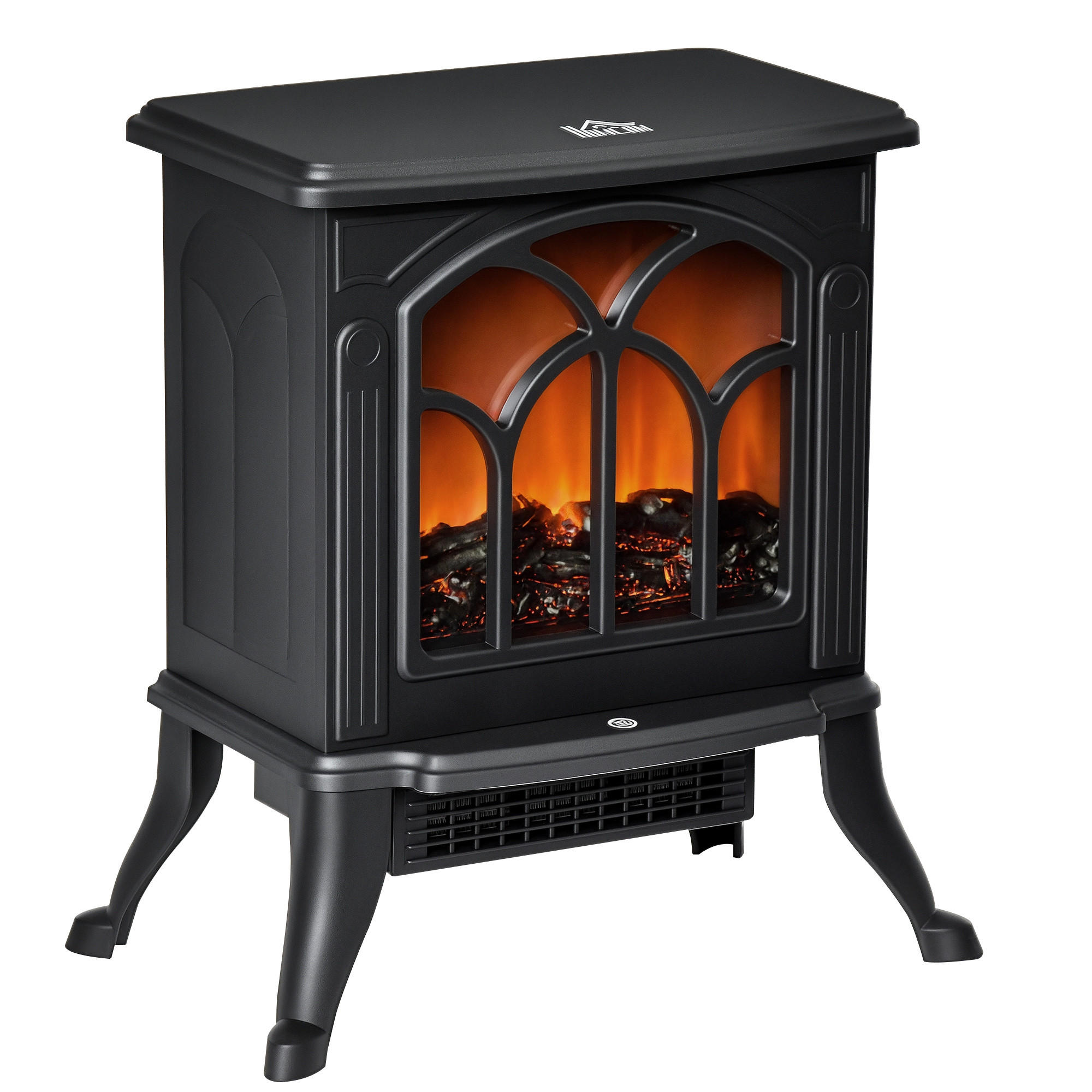 ELEKTROKAMIN DE-17014 Retro 750/1500 W mit LED-Flamme Schwarz - Schwarz, Metall (37.3/44/23.1cm) - ComfortXL