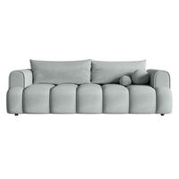 SCHLAFSOFA Dandelino Hellgrau Velours - Hellgrau/Schwarz, Kunststoff/Textil (250/90/112cm) - Selsey