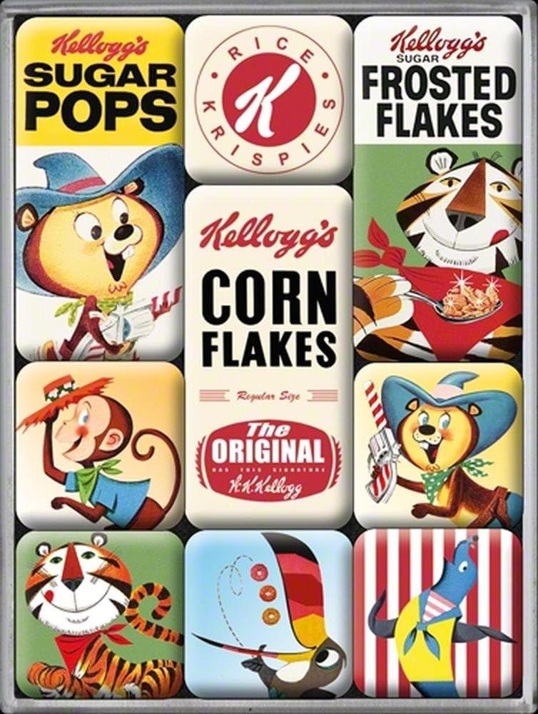 MAGNETSET 9-teilig Kellogs Corn Flakes - Multicolor, Metall (7/9/2cm) - Nostalgic-Art