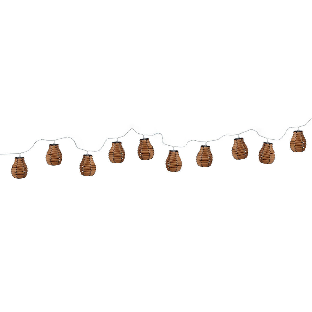 LICHTERKETTE Rattan 10 Laternen - Braun, Kunststoff (230cm)