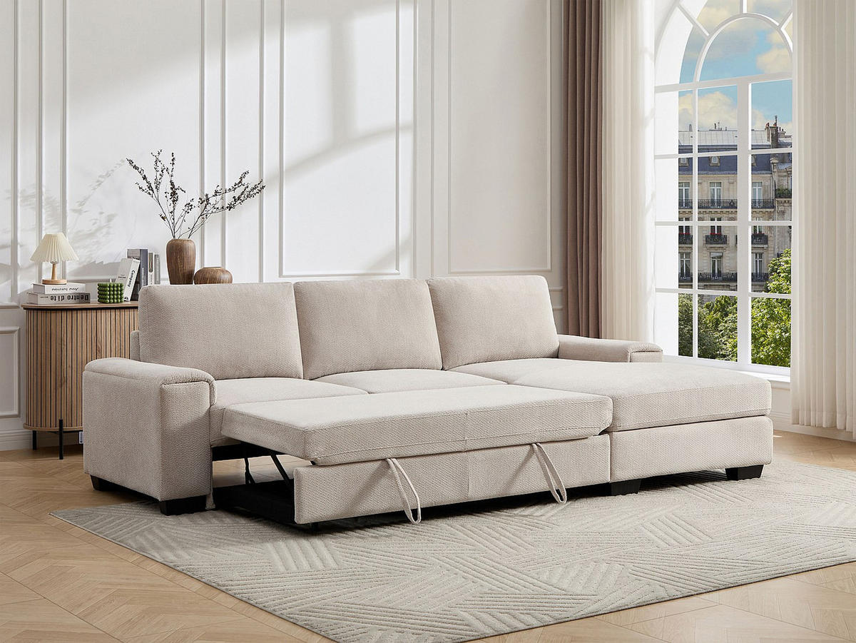 SCHLAFSOFA - 4 Personen - Stoff - Beige - - Beige, Textil (260/85/153cm) - Vente-Unique