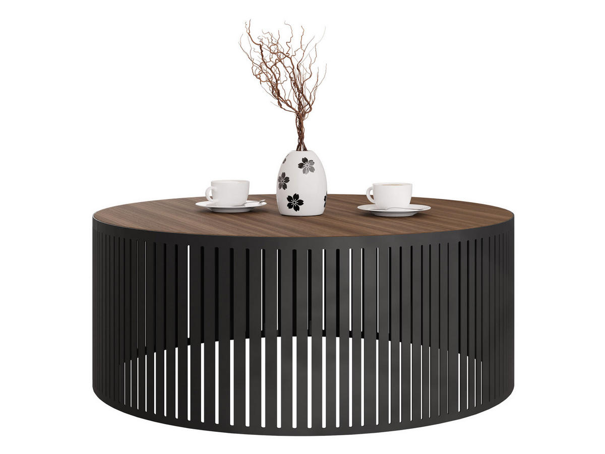 COUCHTISCH Velede - Nussbaumfarben/Schwarz, Holzwerkstoff/Metall (75/75/30cm) - MIRJAN24