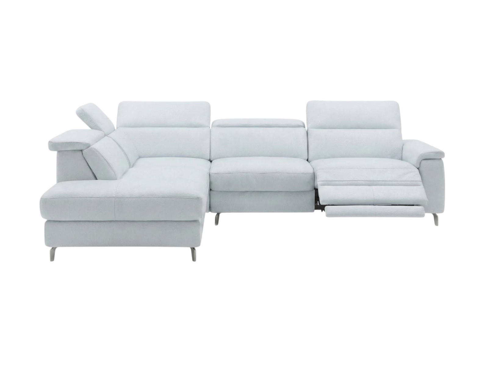 ECKSOFA Ambassador Echtleder mit 1 x Relaxfunktion Weiß - Weiß, Leder/Metall (224/272cm)