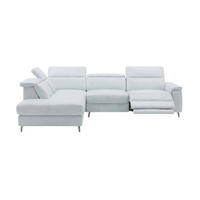 ECKSOFA Ambassador Echtleder mit 1 x Relaxfunktion Weiß - Weiß, Leder/Metall (224/272cm)
