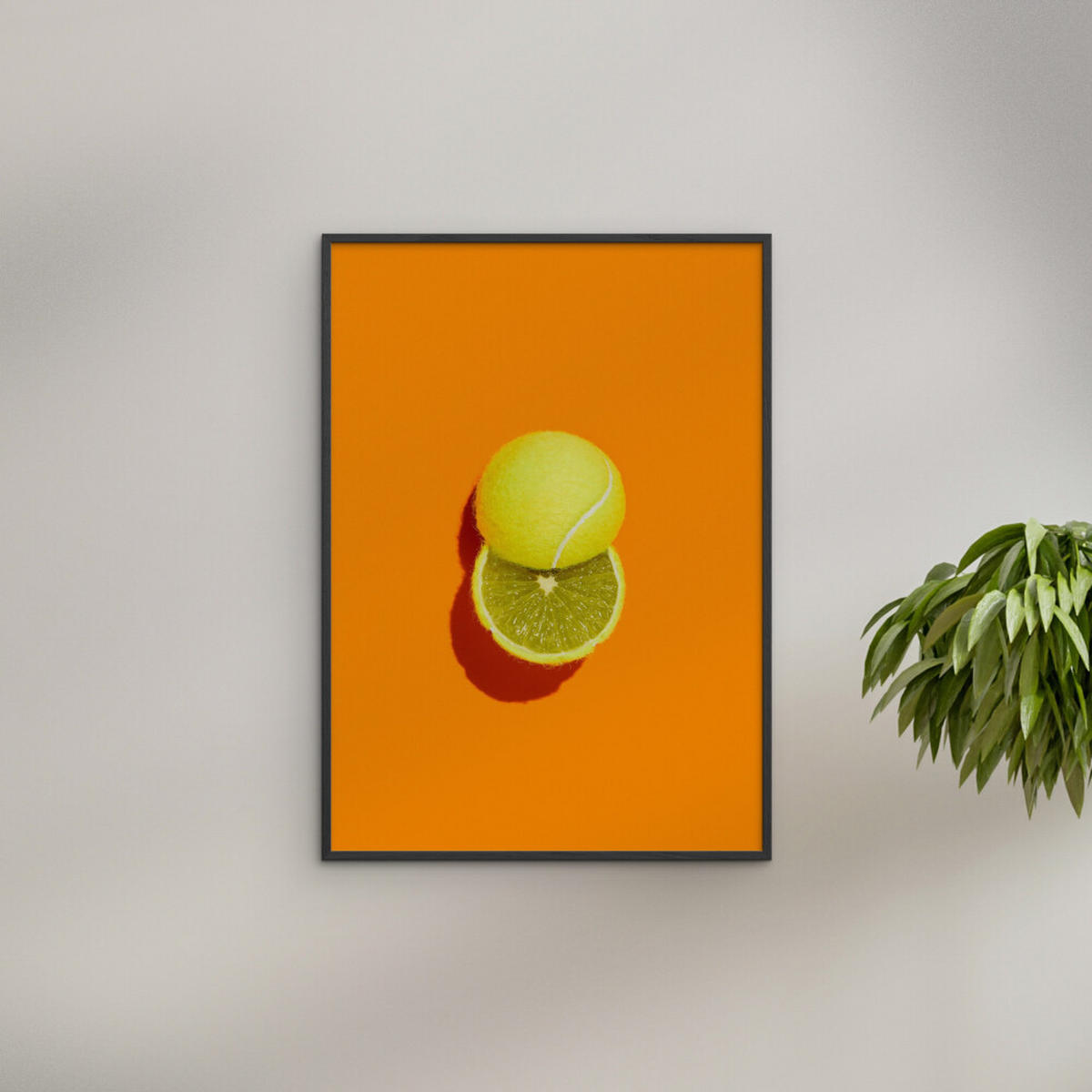 POSTER mit Rahmen Supermercat - Slice of lime - Schwarz/Orange, Holz/Papier (70/100cm) - Poster&Frame