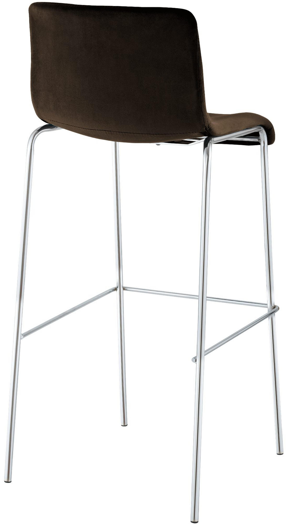 BARHOCKER Samt Braun - Chromfarben/Braun, Textil/Metall (43/100/48cm) - CLP
