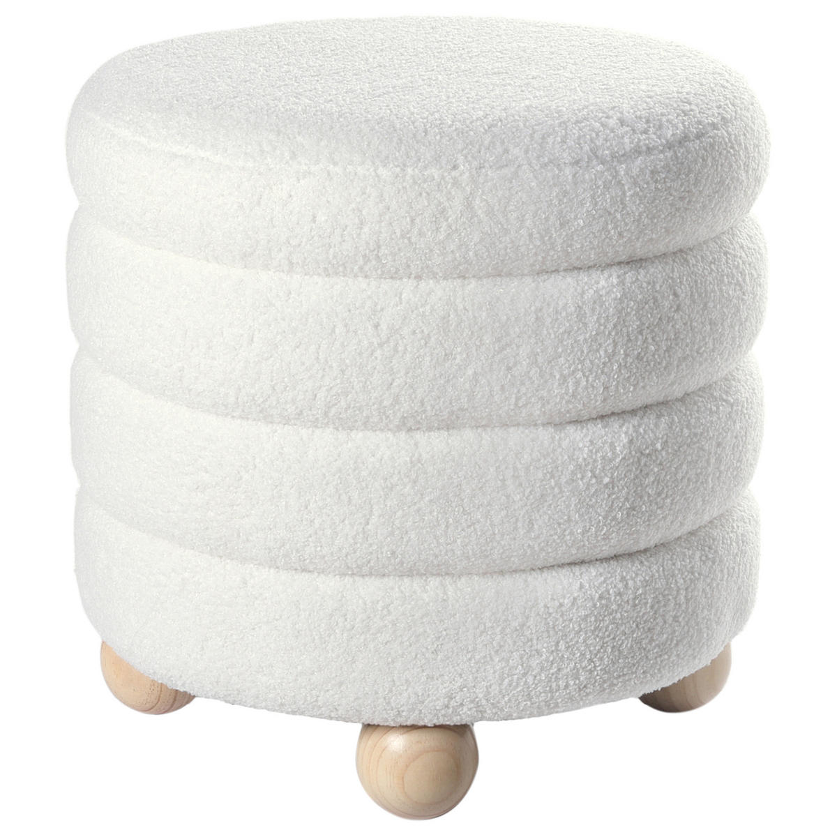 POUF Cremeweiß Chilly - Weiß/Braun, Textil (42/41/42cm) - Beliani
