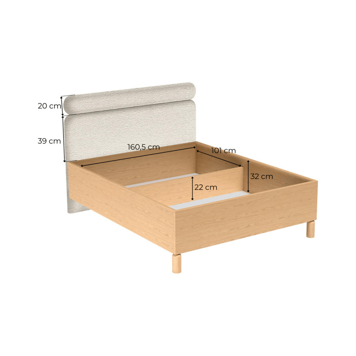 BETT MIT BETTKASTEN Sanden SN-11 160 x 200 cm Eiche Bookmatch - Eichefarben, Holz/Holzwerkstoff (160/200cm) - Koseto