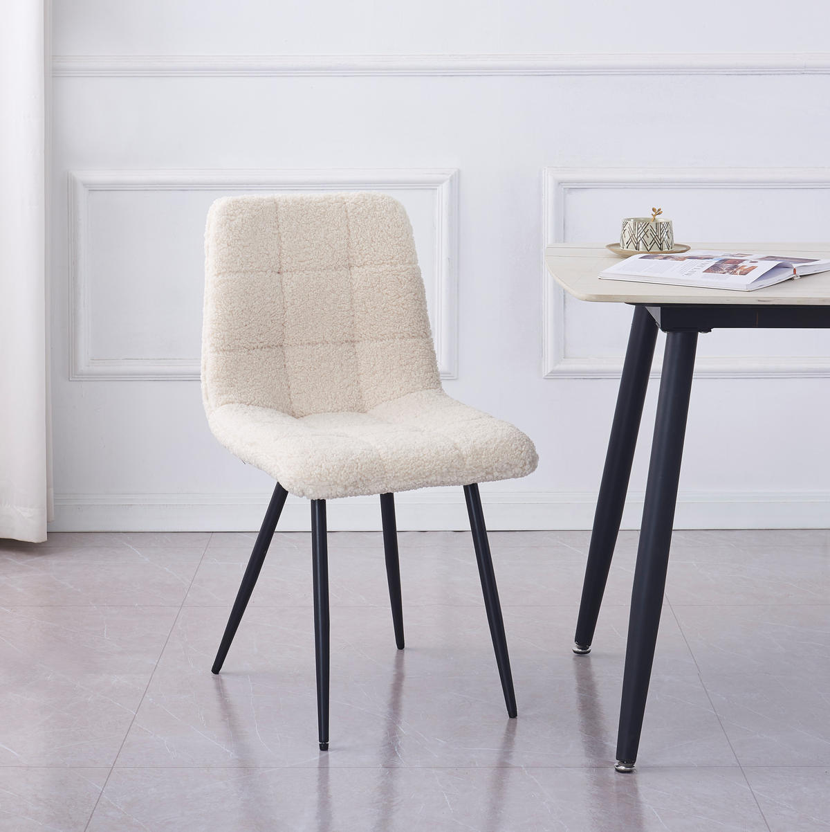 STUHL 2er-Set Wolle Weiß - Weiß, Textil (45/85/55cm) - Nordlys