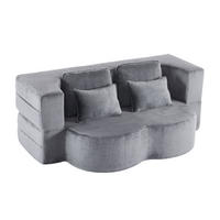 SCHLAFSOFA DE-35000 mit 4 Kissen und Klappfunktion Grau - Grau, Textil (60/76/198cm) - ComfortXL