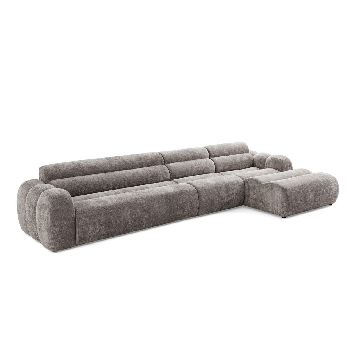 5-SITZER modulares Ecksofa VEER SET 2 Rechts, 175x379 cm, Chenille Webstoff Braun - Schwarz/Braun, Holz/Kunststoff (175/379cm) - Muffo