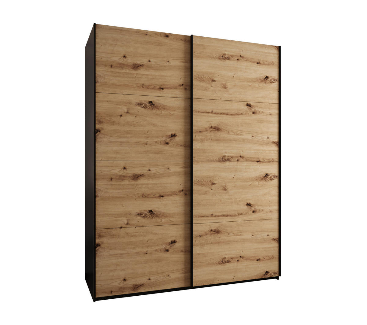 SCHWEBETÜRENSCHRANK 245,5/190/64 2-türig - Schwarz/Eiche Artisan, Holz/Metall (190/245/64cm) - Abiks Möbel