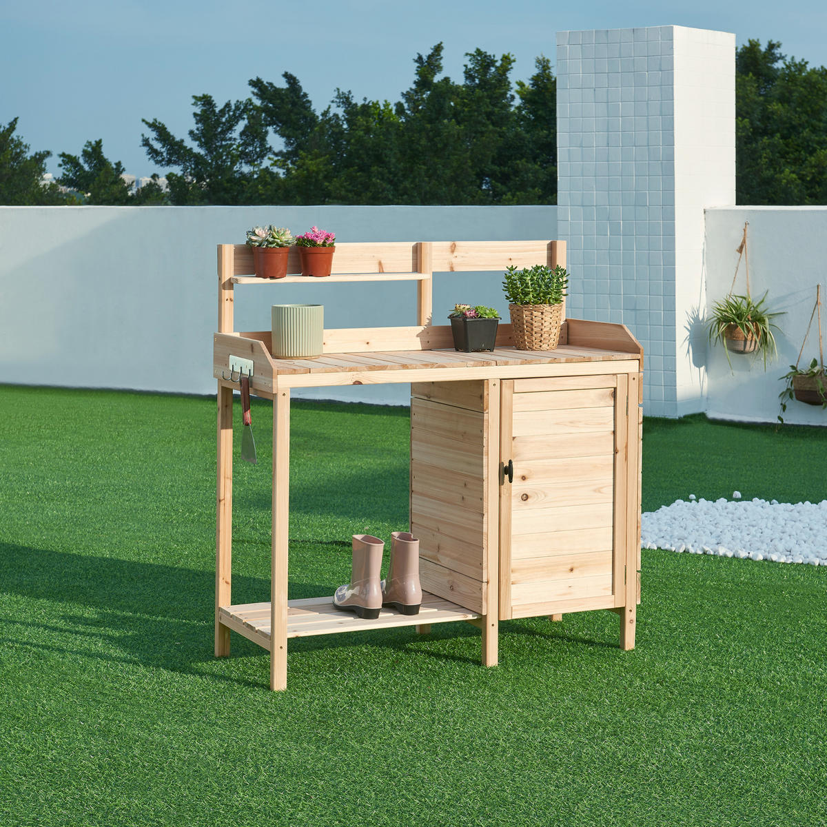 PFLANZTISCH Alessano - Naturfarben, Holz (46/107/110cm) - casa.pro