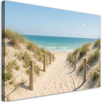 LEINWANDBILD Weg zum Strand Shabby Chic 90x60cm - Beige, Textil (90/60cm) - Feeby