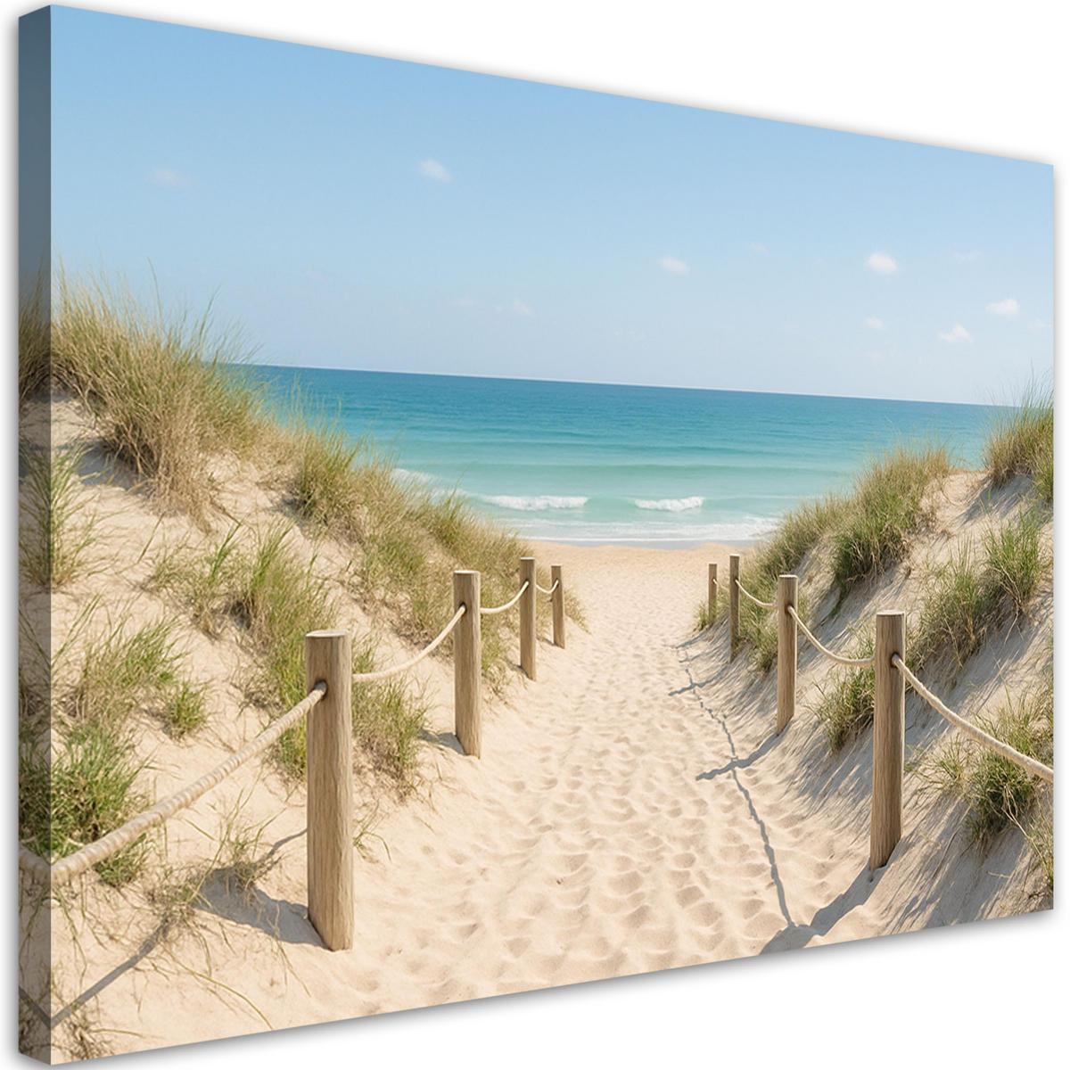 LEINWANDBILD Weg zum Strand Shabby Chic 90x60cm - Beige, Textil (90/60cm) - Feeby