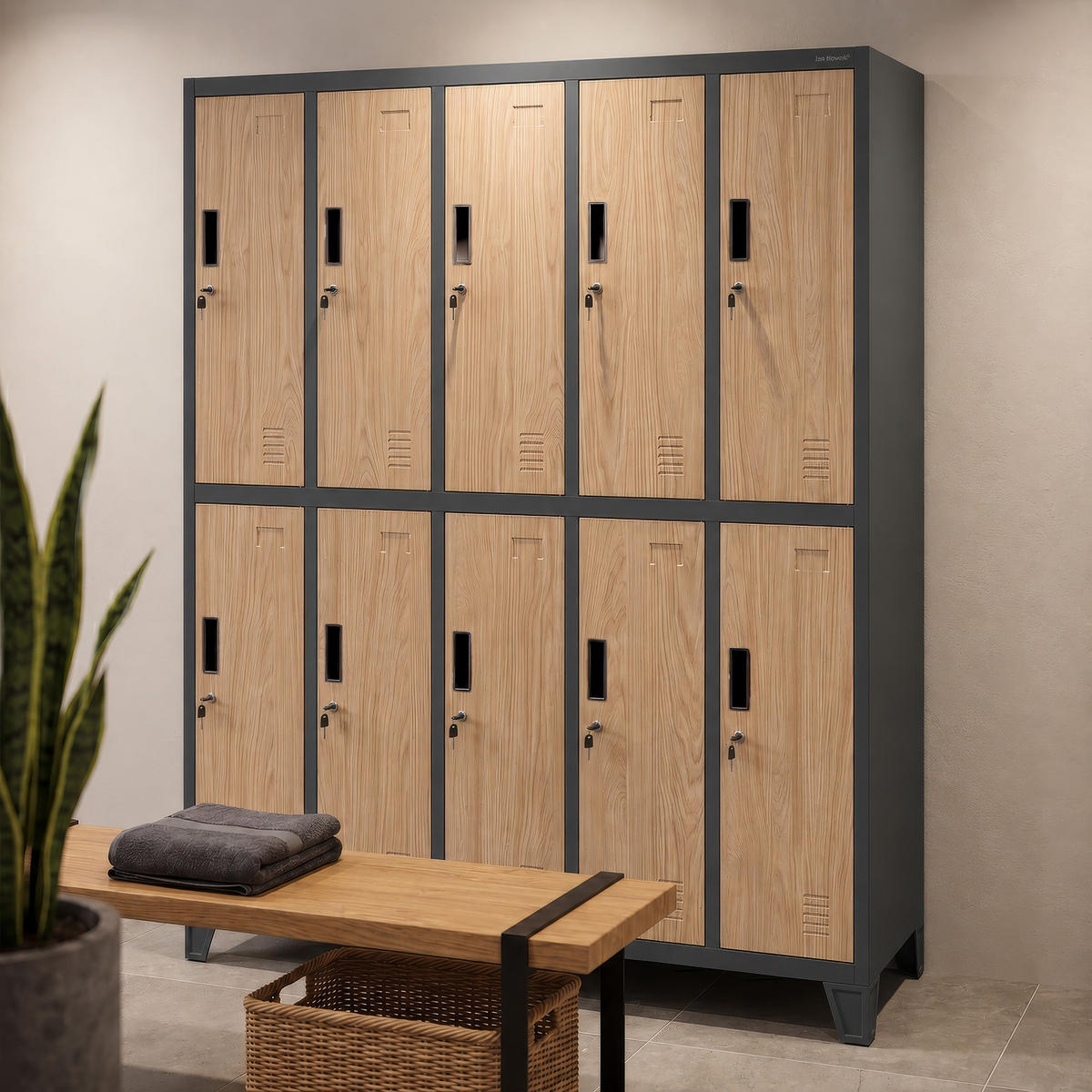 ARBEITSSCHUTZ-KLEIDERSCHRANK BARTEK 172 x 136 x 45 cm - Anthrazit/Sonoma Eiche, Metall (136/172/45cm) - Jan Nowak