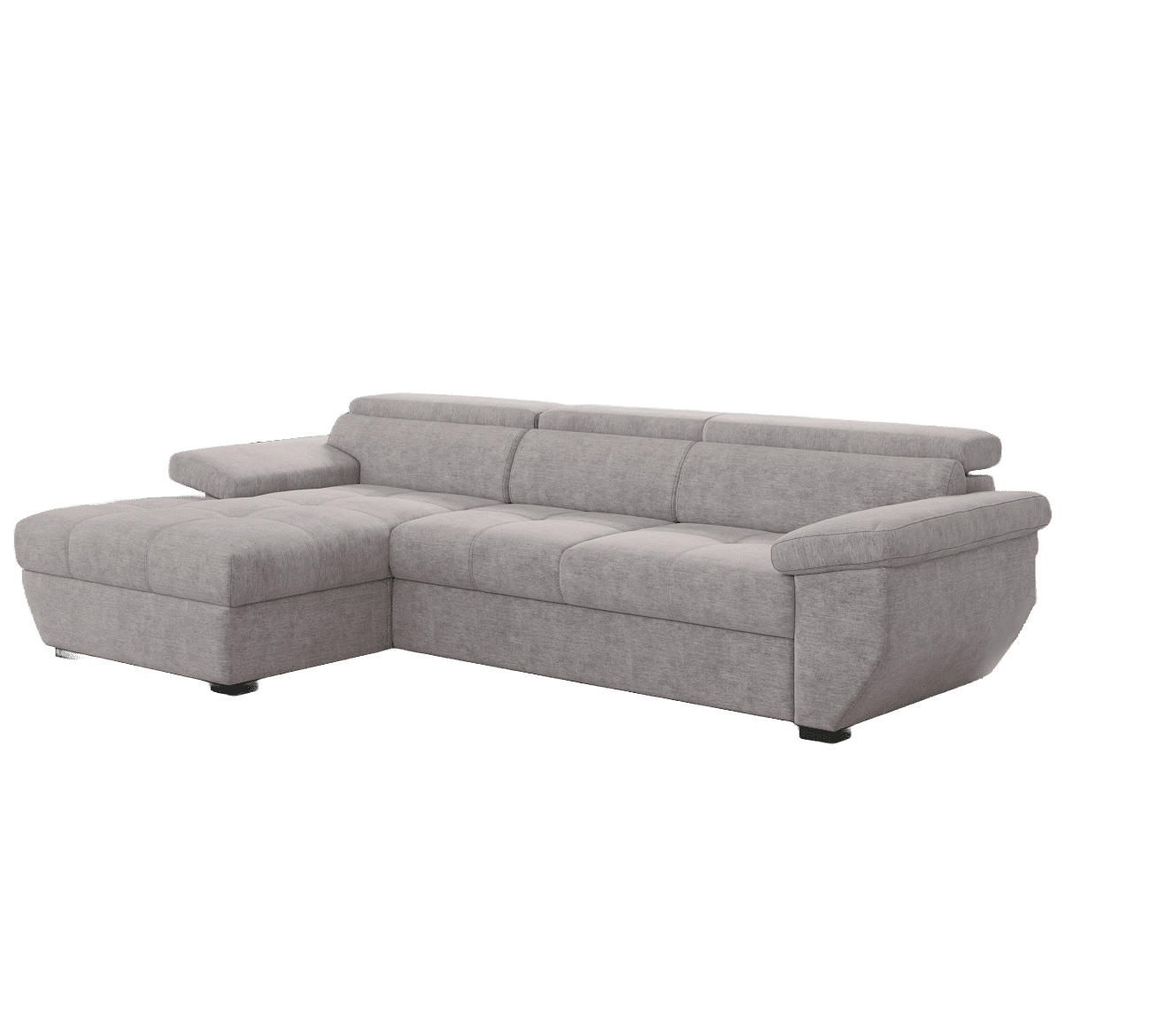 ECKSOFA mit Schlaffunktion und Bettkasten, verstellbare Kopflehnen - Schwarz/Grau, Kunststoff/Textil (267/170cm) - Cotta
