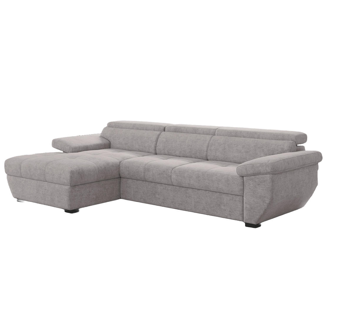 ECKSOFA mit Schlaffunktion und Bettkasten, verstellbare Kopflehnen - Schwarz/Grau, Kunststoff/Textil (267/170cm) - Cotta