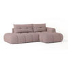 ECKSOFA FLUMA R-S Rosa Geflochtener Stoff mit Schlaffunktion - Rosa, Holz (274/165cm) - MASSENO