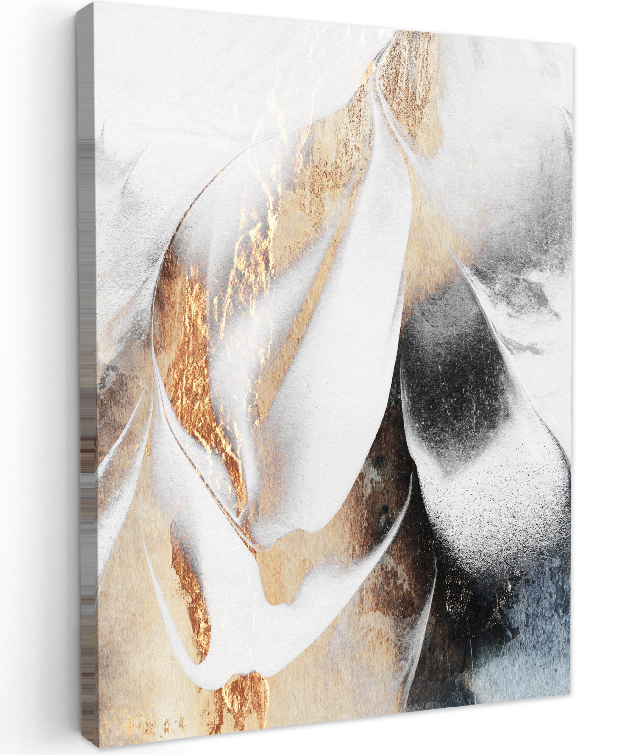 LEINWANDBILD Luxus - Abstrakt - Gold - Weiß 30x40 cm - Goldfarben, Textil (30/40cm) - MuchoWow