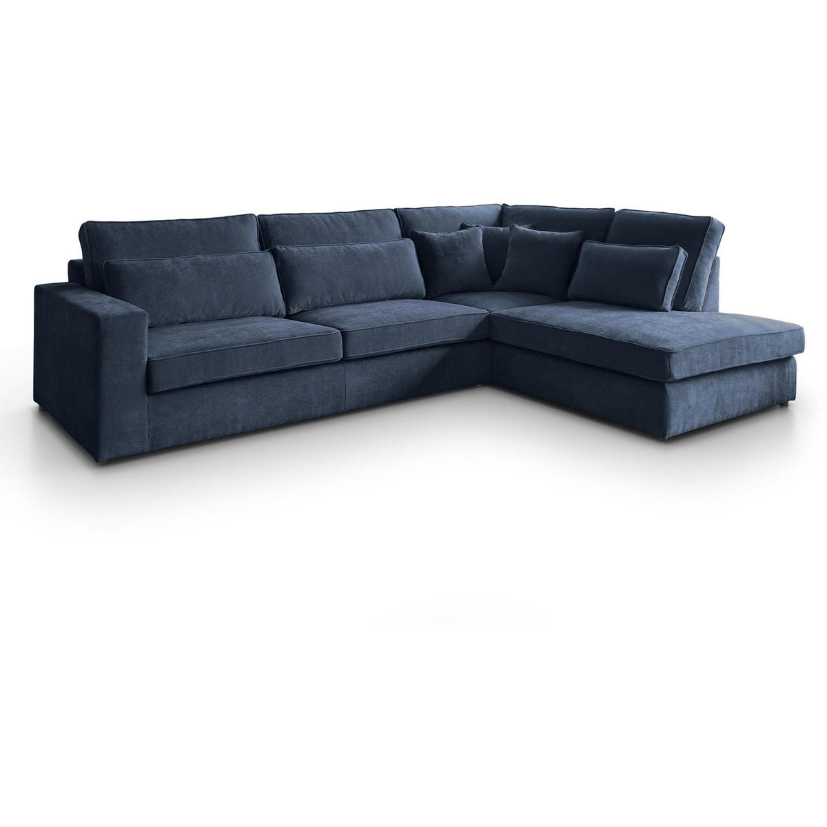ECKSOFA Parma ohne Schlaffunktion dunkelblau rechts - Schwarz/Dunkelblau, Textil (314/224cm) - Beautysofa
