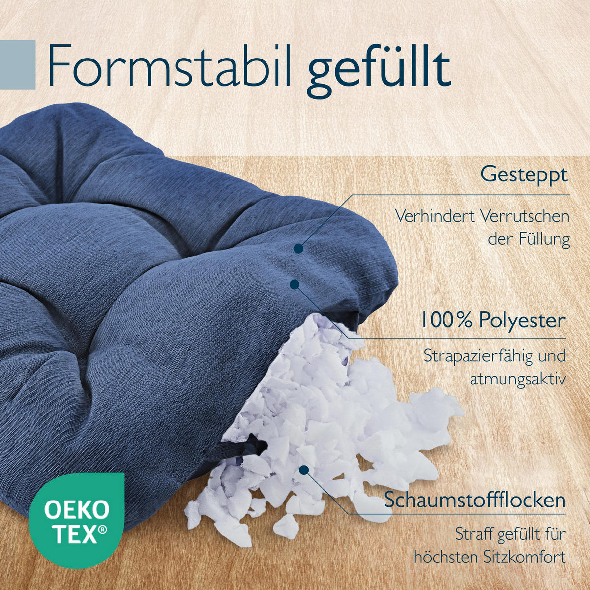 STUHLKISSEN HighLux SK 40/40/8cm Dunkelblau (4tlg) - Dunkelblau, Textil (40/40/32cm) - Beautissu 