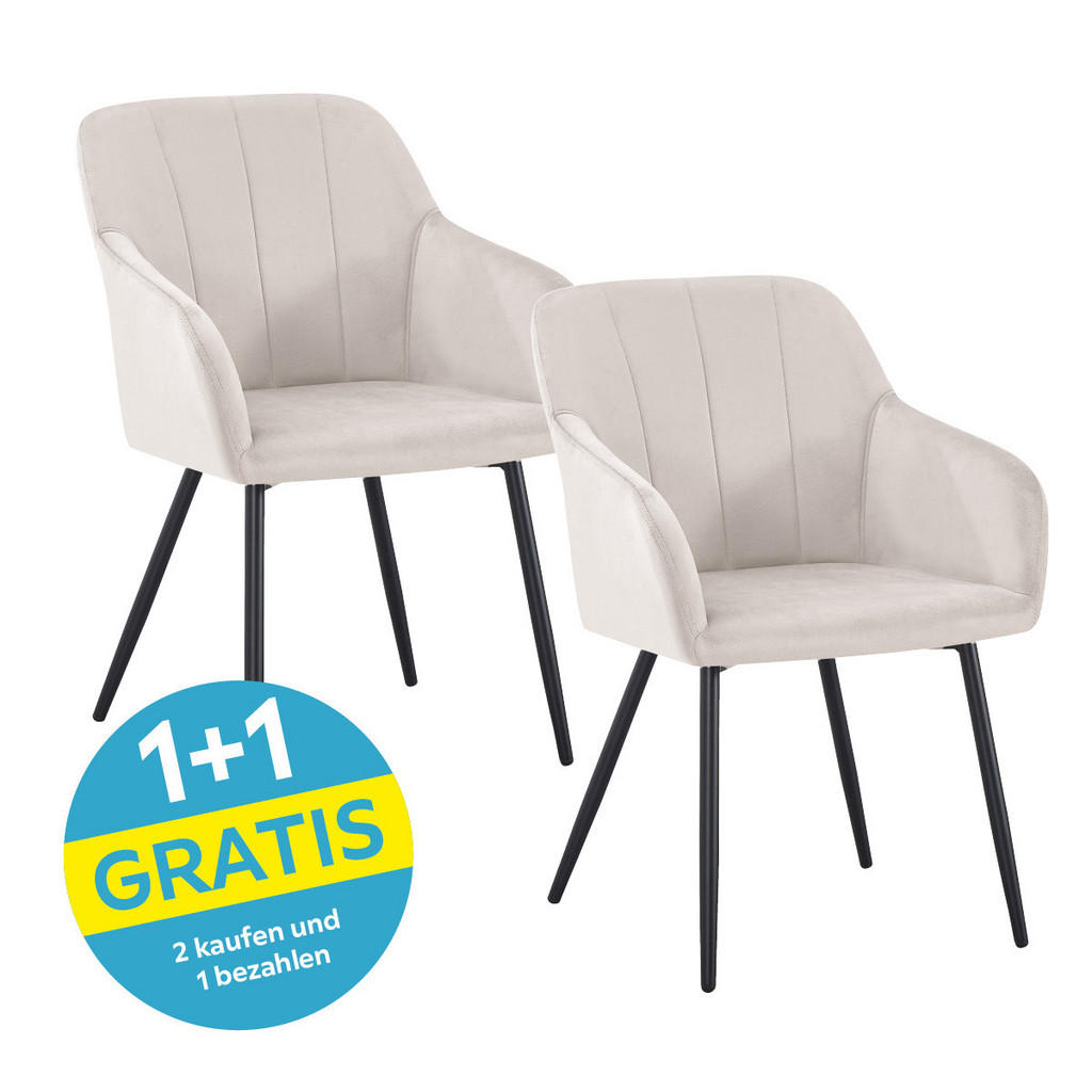 Armlehnstuhl Jenke Samt Beige, B: 56 cm