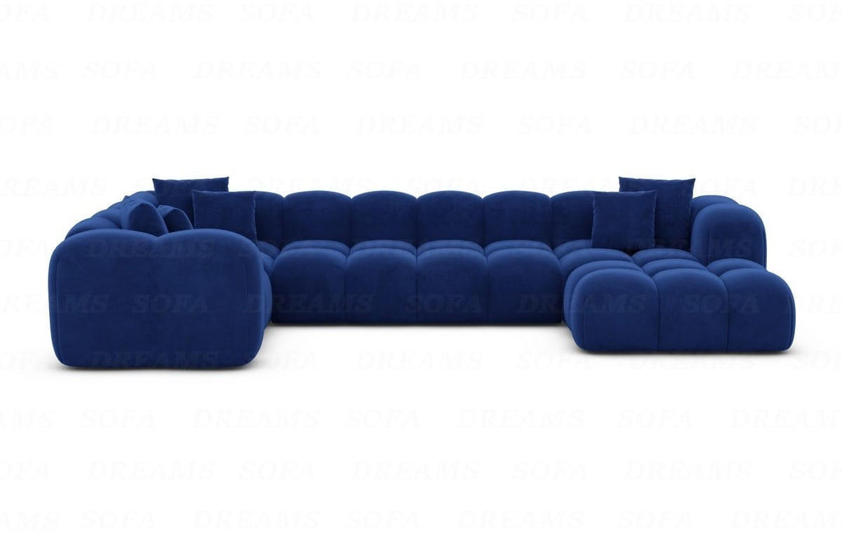 WOHNLANDSCHAFT Cloud Dunkelblau Samtstoff - Dunkelblau, Kunststoff (314/72/184cm)