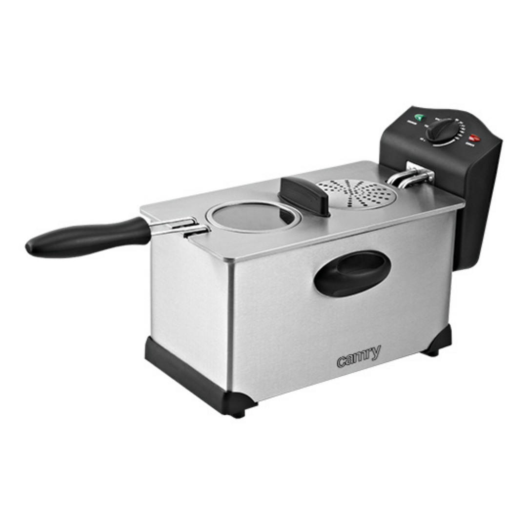 FRITTEUSE CR4909 Silber 3L 2000W - Silberfarben/Schwarz, Metall (22/26.5/45cm) - camry