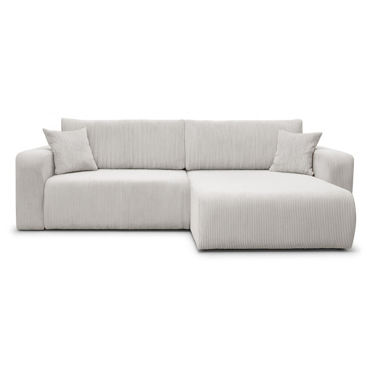 ECKSOFA mit Schlaffunktion Nellio L-Form universal mit Bettkasten Hellbeige Cord - Sandfarben/Schwarz, Kunststoff/Textil (245/145cm) - Homebook